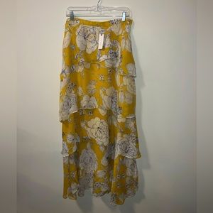 NWT Anthropologie yellow floral maxi skirt, size 12